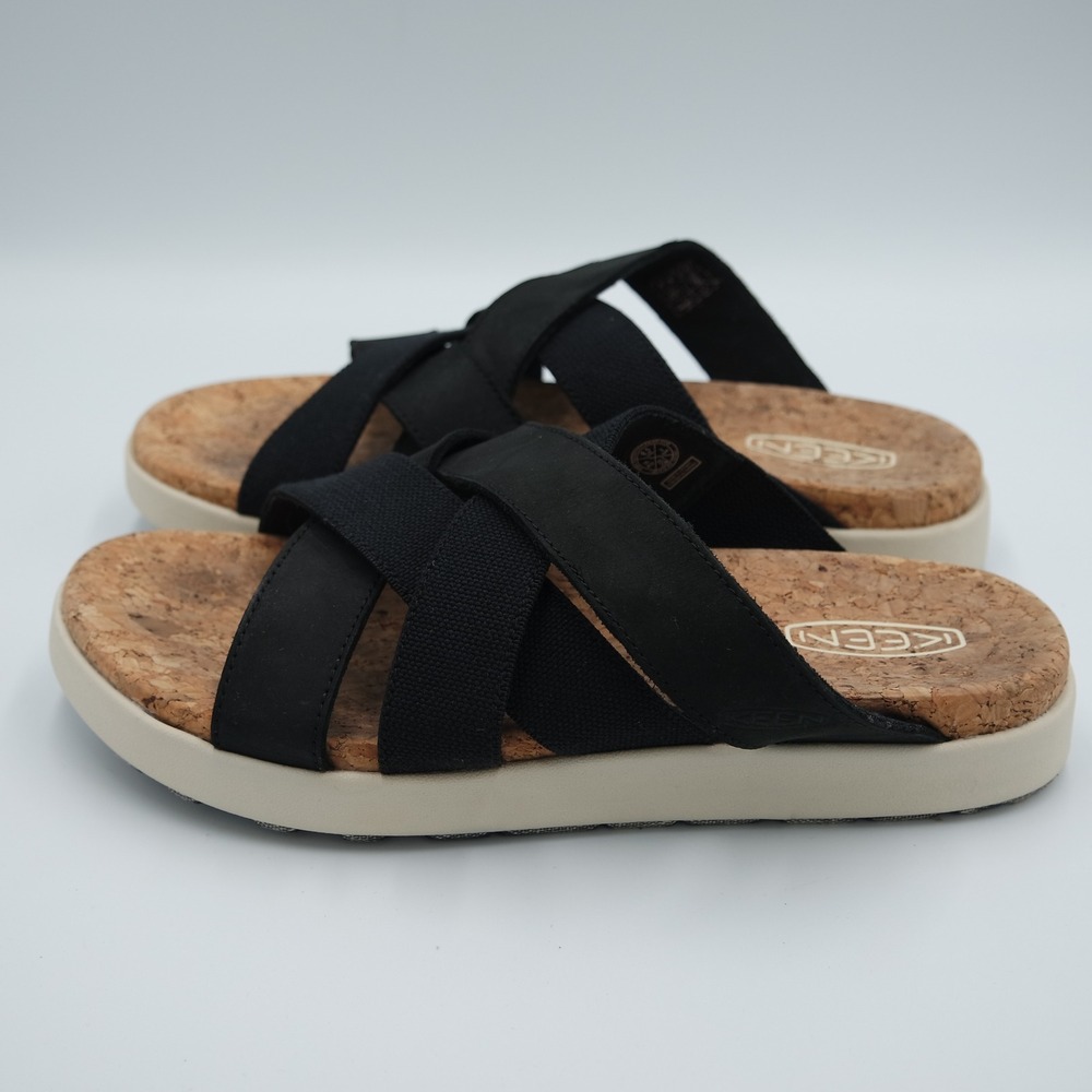KEEN Elle Backless Women's Multi Strap Cork Footbed Sandals Black Size 8.5